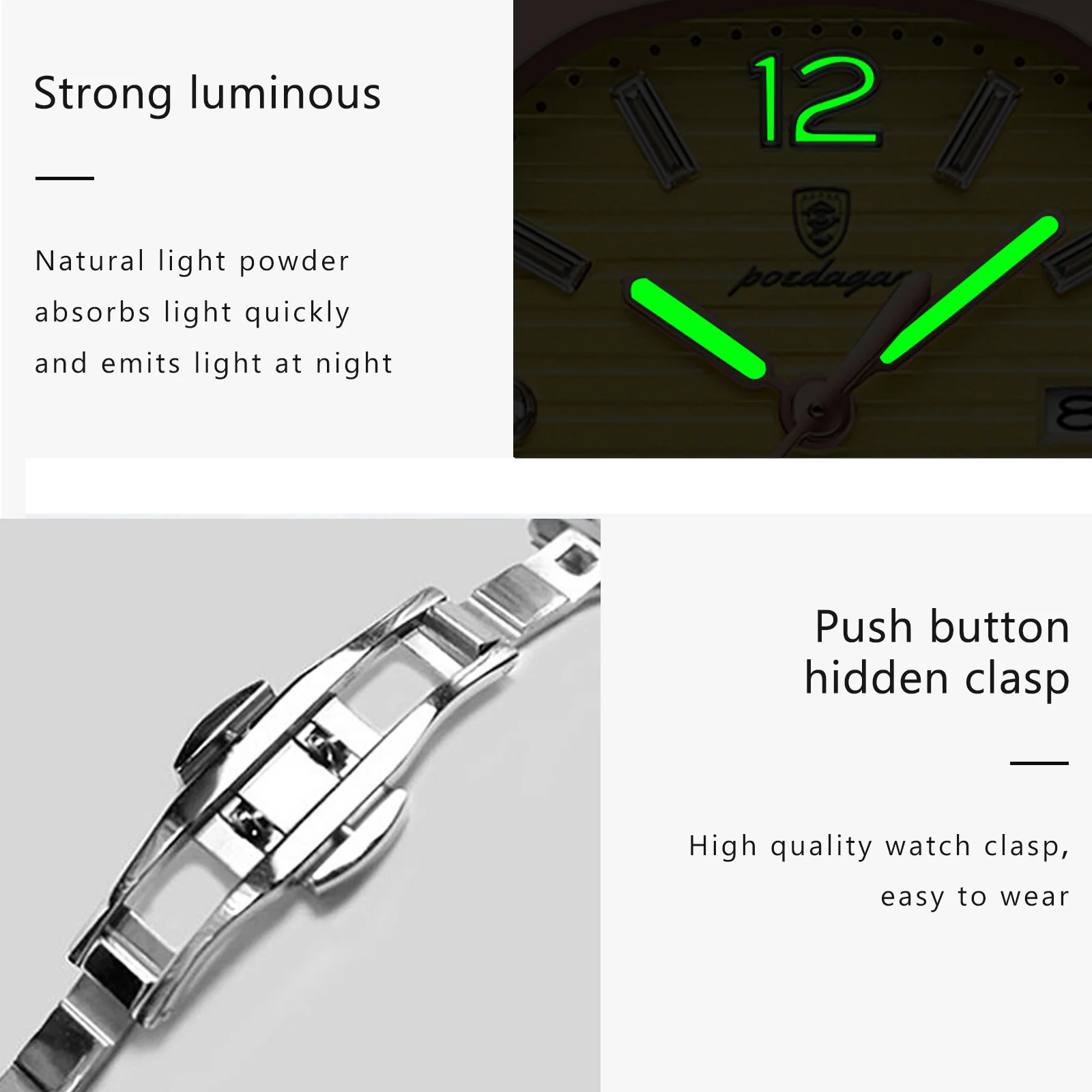 POEDAGAR Luxury Square Watch For Woman Luminous Waterproof Date Ladies Watch Elegant Women's Quartz Watches Simple Female Clock - Image 4