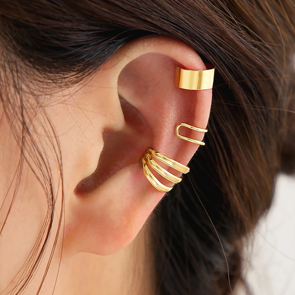 5-15pcs Simple Vintage Metal Clip Earrings Set for Women Teens Casual Hollow Leaf Fake Piercing Earring Jewelry Accessories Gift - Image 7