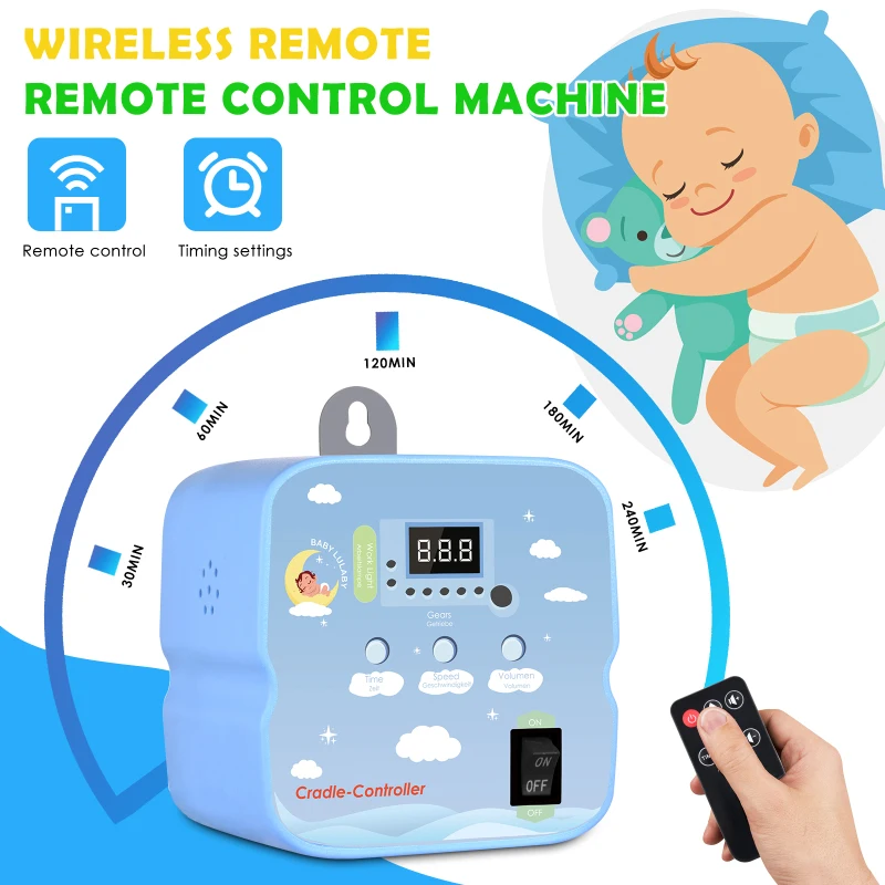 Babyschaukel-Controller Electric Baby Swing Controller,2 Spring,Remote Control, Motor Spring Bracket, Adjustable Timer, No Noise - Image 3