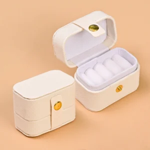 Mini Ring Box Portable Travel Earrings Ring Storage PU Leather Jewelry Box Multifunctional Storage Box Jewelry Organizer