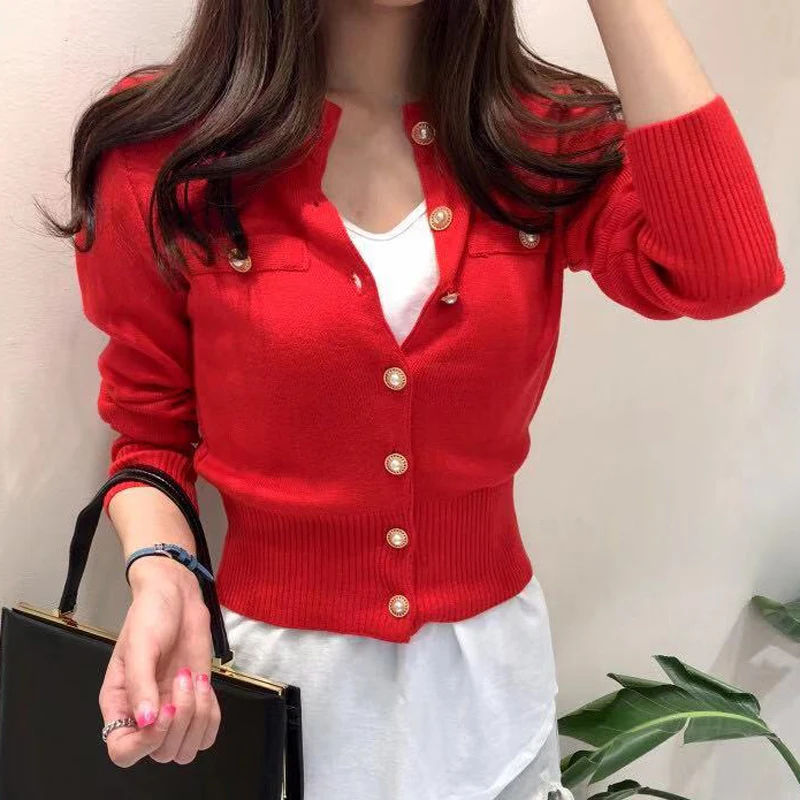 2025 Autumn Long Sleeve Fashion Women Cardigans Sweater Knitted Coat Short Casual Single Breasted Korean Slim Chic Ladies Tops - Image 4