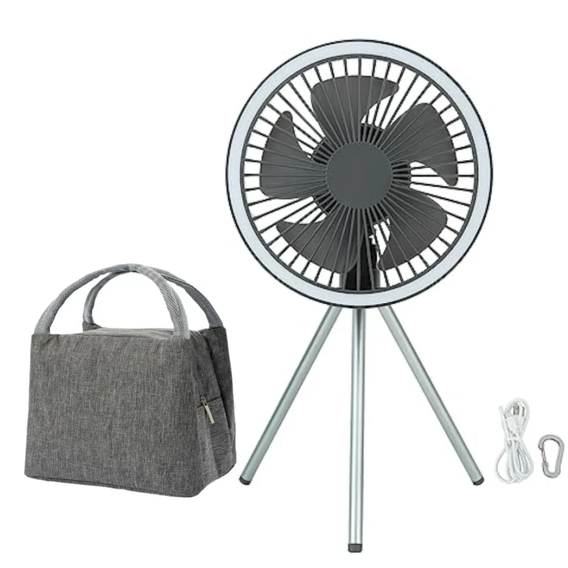 10000mAh Camping Fan Rechargeable Desktop Portable Circulator Wireless Ceiling Electric Fan with Power Bank LED Lighting - Image 8