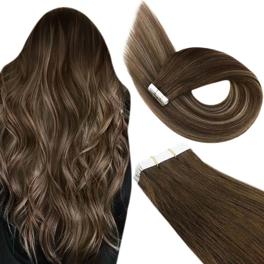 Ugeat Tape in Hair Extensions Human Hair Real Natural Brazilian Remy Hair Straight Seamless Skin Weft For Women Balayage 20P/40P - Image 10