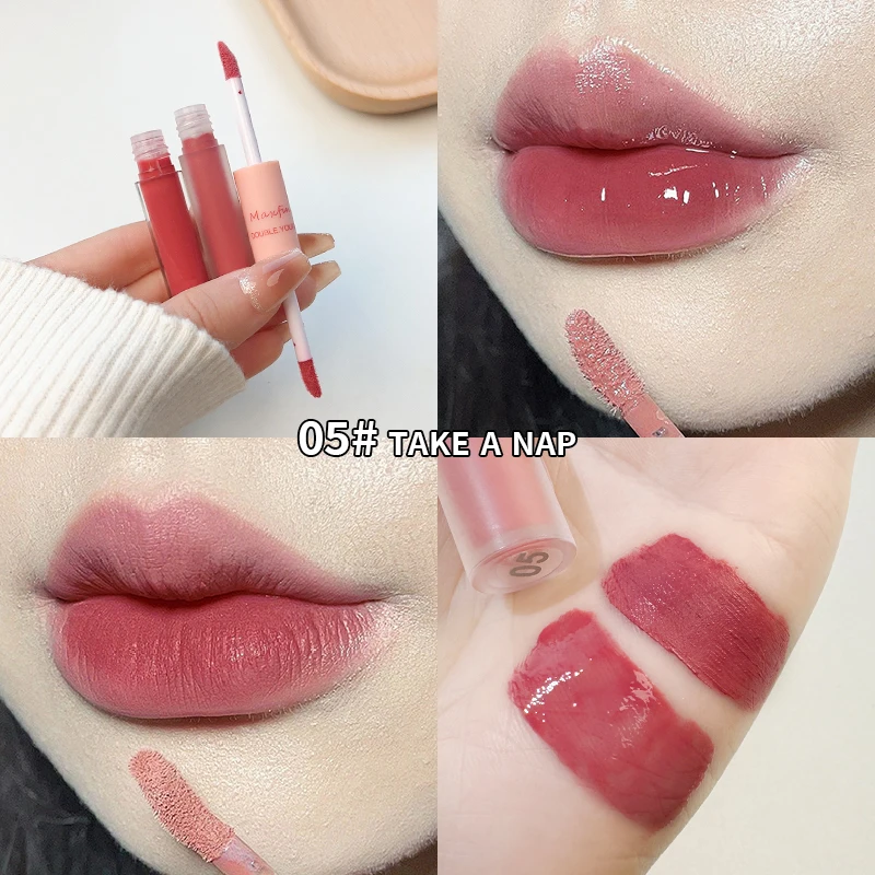 Matte Mirror Double Ended Lip Gloss Velvet Texture And Jelly Texture Moisturizing And Easy To Apply Lip Liquid Lipstick - Image 8