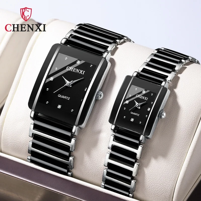 CHENXI 104A Brand Men Quartz Watch Elegant Square Dial reloj Ceramic Strap Waterproof Simple montre Lady Fashion Couple Watches - Image 6