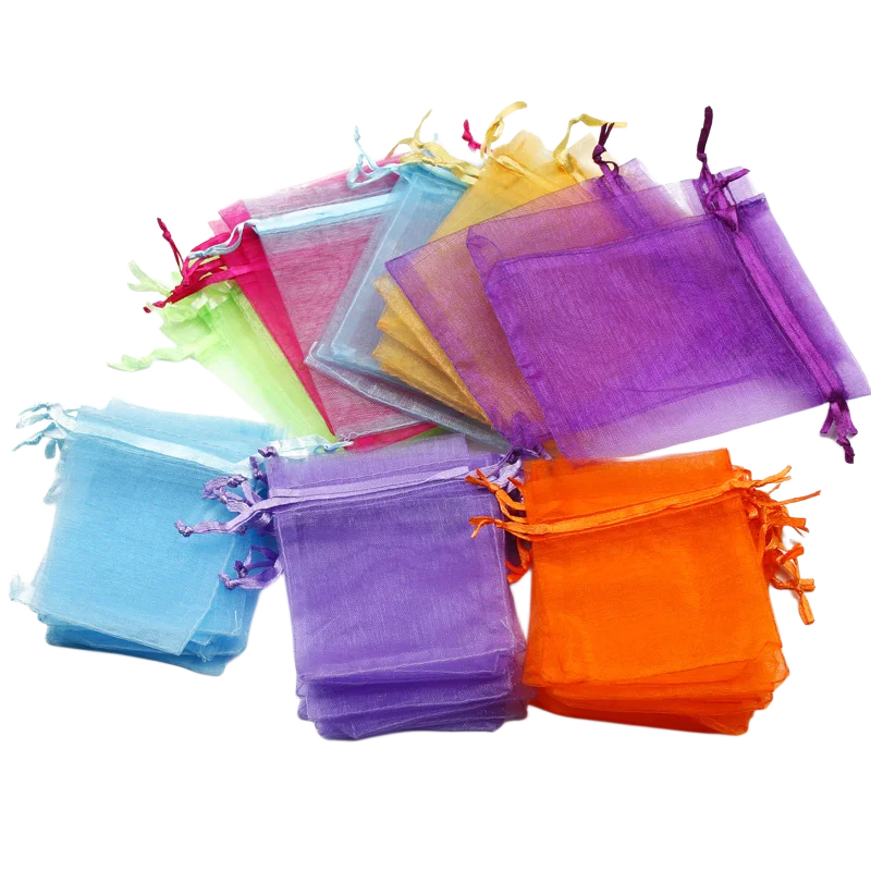 50pcs/Lot Multicolor Jewelry Packaging Bag 7*9 11*16 15*20cm Organza Bags Gift Storage Wedding Drawstring Pouches Wholesales - Image 2
