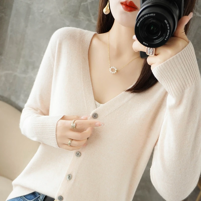 2024 New V-Neck Temperament Small Fragrant Wind Women Loose Sweater Sweater All Sweater Coat Special Offer Cardigan ZHI D035 - Image 18