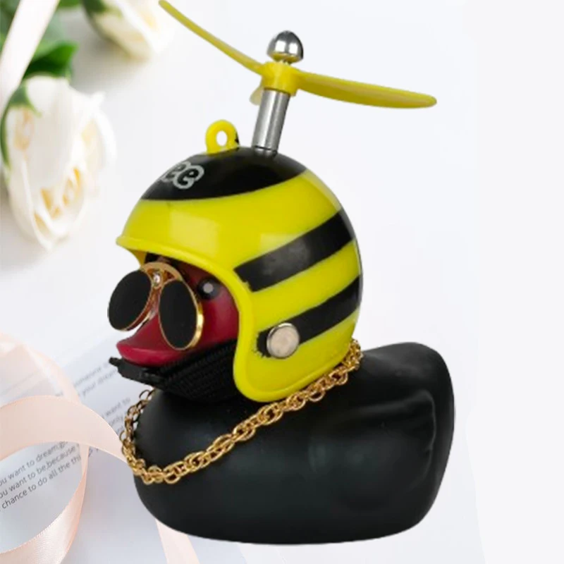 Car Duck With Helmet Broken Wind Pendant Small Yellow Duck Road Bike Motor Helmet Riding Cycling Accessories Without Lights - Image 13