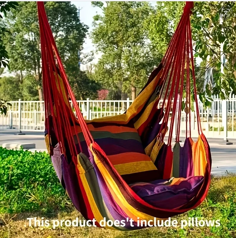 Portable Outdoor Camping Hammock Chair , Sturdy Cotton Fabric Swing Chair for Home, Bedroom,Durable Hanging Swing Seat - Image 5