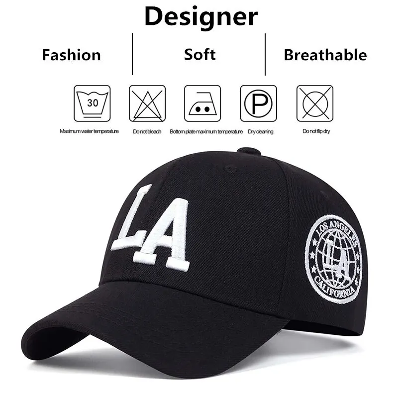 Unisex LA Leter Embroidery Snapback Baseball Caps Spring and Autumn Outdoor Adjustable Casual Hats Sunscreen Hat - Image 6