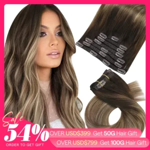 [Hot Sale] Moresoo Clip in Hair Extensions Real Natural Hair Remy Straight Set 5&7 Pcs Brazilian Clip in Human Hair Extensions