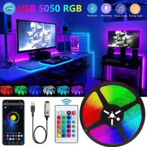 RGB LED Strip Lights Smart Bluetooth 24Key Remote Flexible Diode Lamp Tape SMD 5050 30LEDs/M For Room Home Decor TV Backlight