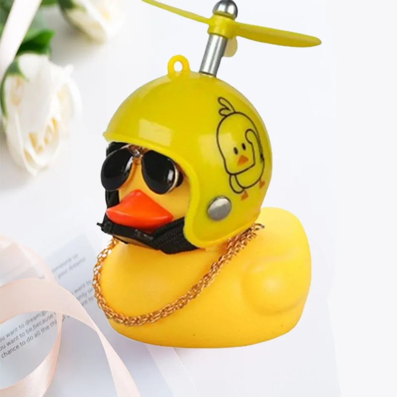 Car Duck With Helmet Broken Wind Pendant Small Yellow Duck Road Bike Motor Helmet Riding Cycling Accessories Without Lights - Image 5