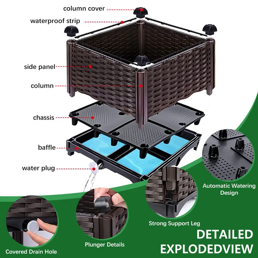 Plastic Large Flower Pot Box For Vegetable Planting Home Garden Decoration Pots For Plants Plant Pot Indoor Outdoor Planting Box - Image 3