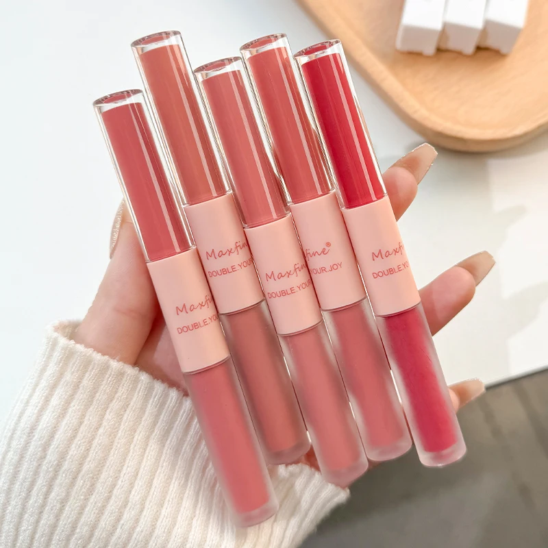 Matte Mirror Double Ended Lip Gloss Velvet Texture And Jelly Texture Moisturizing And Easy To Apply Lip Liquid Lipstick - Image 4