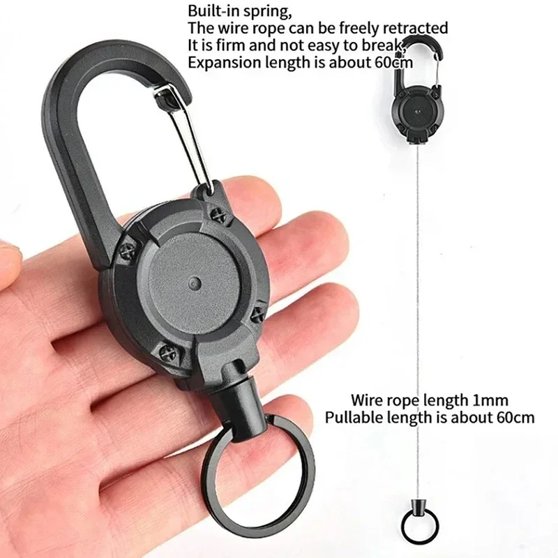 1/3Pcs Automatic Retractable Wire Rope Antitheft Easy-to-pull Buckle Rope Elastic Keychain Sporty Retractable Key Ring Anti Lost - Image 2