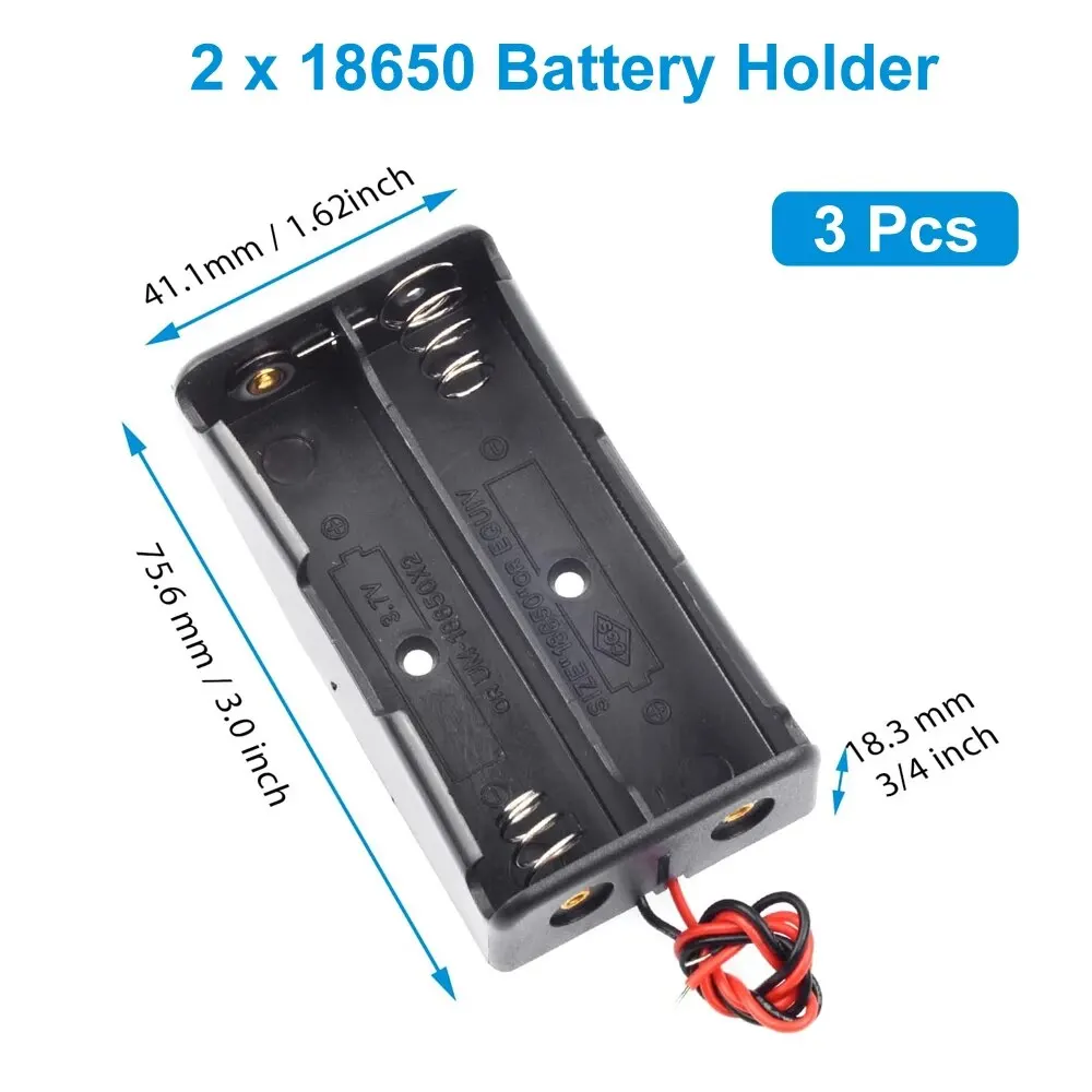 3pcs 18650 Battery Holder Box 1 Slot 3.7V Battery Storage Case 1/2/3/4 Cell Plastic Container with Connect Black Red Wires - Image 9
