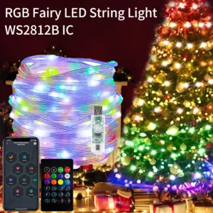 WS2812B RGBIC LED String Light RGB Fairy Christmas Lights Bluetooth USB 5V Addressable Individually Music APP Dream Color