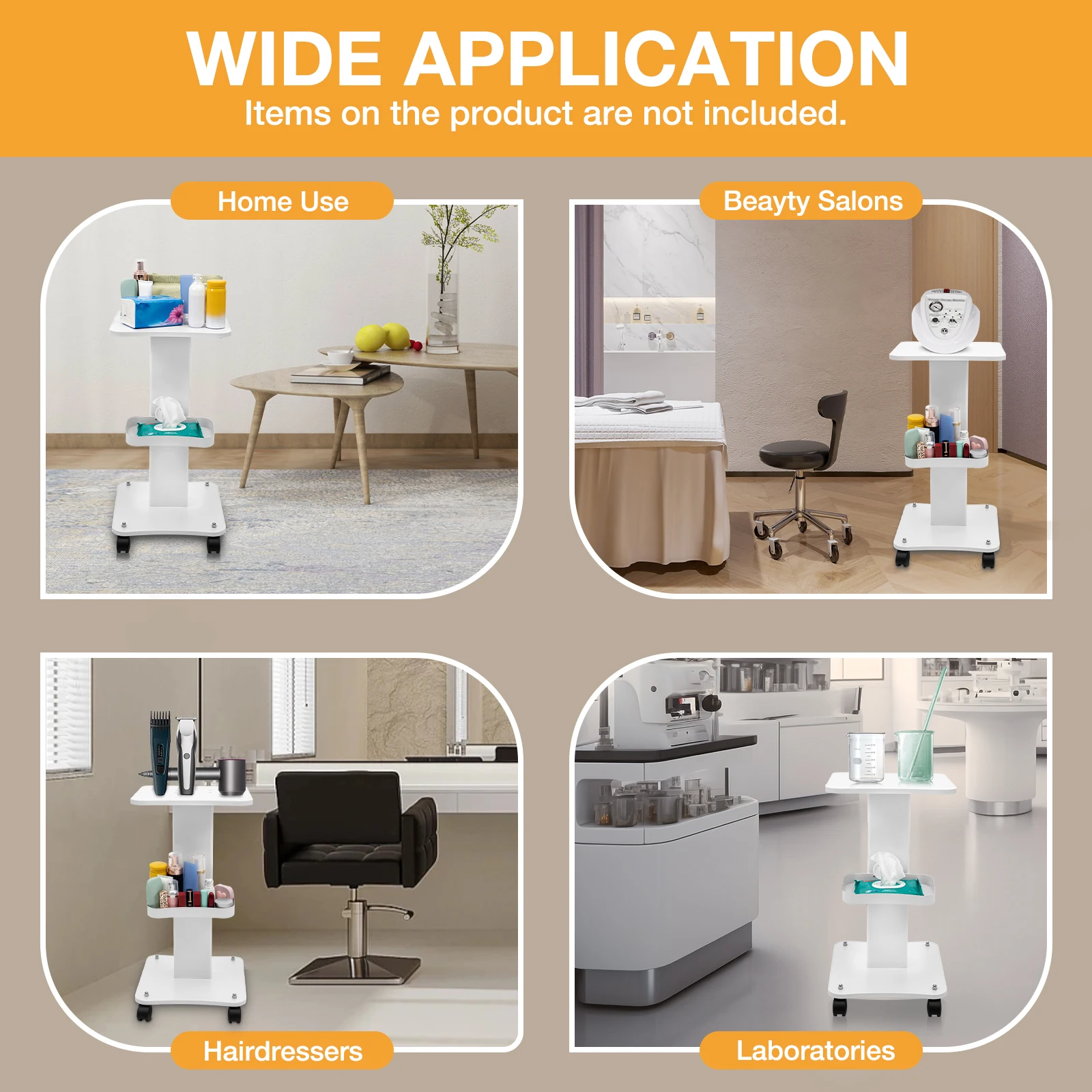 Beauty Equipment Cart SPA Machine Trolley Beauty Salon Rolling Trolley White Table Cart Small Bubble Medical Cart 360°Rotatable - Image 5