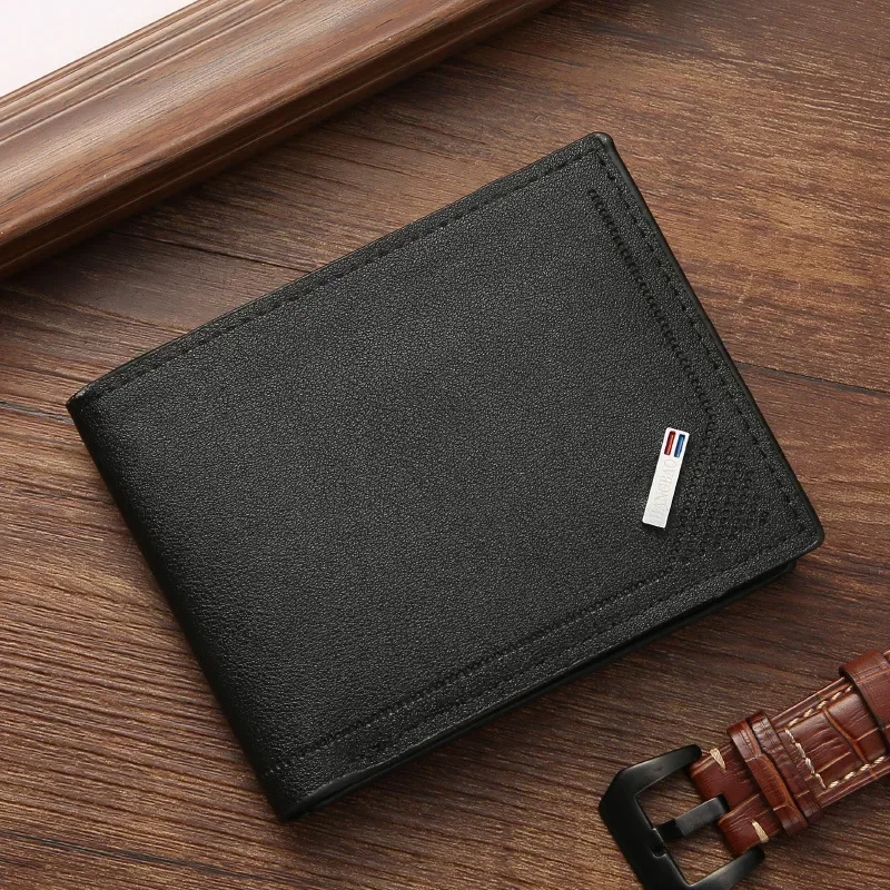Men's leather short wallet thin wallet foldable minimalist soft leather wallet - Image 8