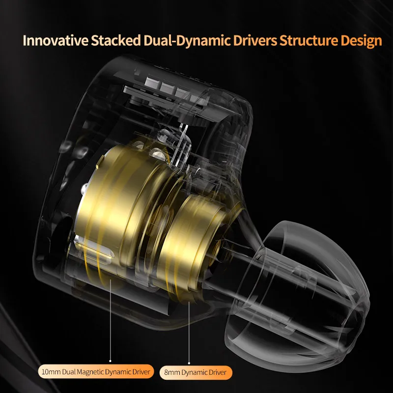 KZ Castor Bass HiFi Earphone Dual Dynamic Driver Wired Harman Tuning Noise Isolating IEM Headphones With 2Pin Detachable Cable - Image 3