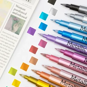12/24 Colors Metallic Markers Pens colors Paint Pens for Black Paper, Glass,Rock Painting,DIY Scrapbook Album Student stationery