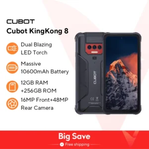 Cubot KingKong 8, Waterproof Rugged Smartphone Android 13, 12GB RAM(6GB+6GB), 256GB ROM, 10600mAh, NFC, Octa-core, 4G Phone, OTG