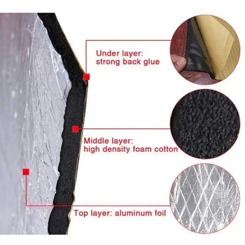 2000*500mm 250*400mm 5/10mm Car Sound Mat Proofing Deadener Heat Noise Insulation Deadening Mat Hood Closed Cell Foam Accessory - Image 4