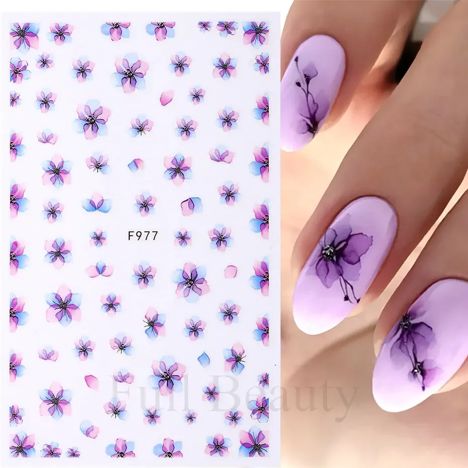 Spring Flowers 3D Nail Stickers Simple Summer Blossom Floral Tulip Fruit Nail Art Decals Adhesive Sliders Manicure Decorations - Image 5