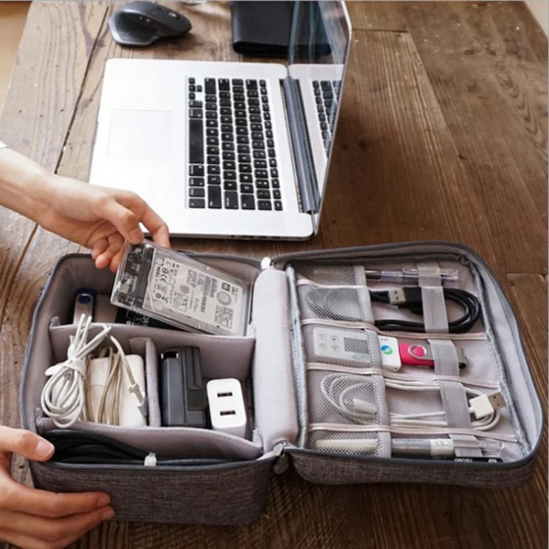 Handheld Digital Bag Multifunctional Large Capacity Moistureproof Mesh Earphone Charger Data Cable USB Travel Protective Case1PC - Image 3