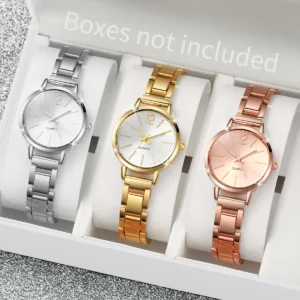 1/3PCS Fashion Women's Watches Stainless Steel Band Analog Quartz Watch Reloj Mujer（Without Box）
