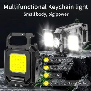 COB Work Light 800mAh USB Rechargeable Flashlight with Magnet Portable Waterproof Camping Lamp with SOS Mode for Outdoor Repair