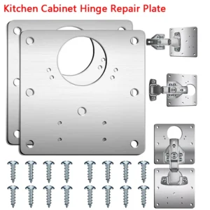 2/10Pcs Sets Hinge Repair Plate Kitchen Cabinet Door Hinges Mounting Plate with Screw Flat Fixing Brackets Furniture Hardware To
