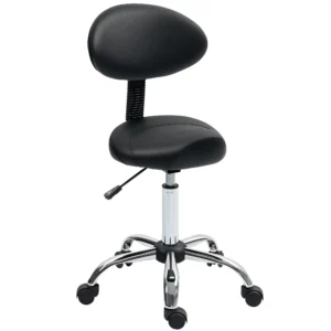 Stool with Wheels and Removable Backrest Adjustable Height 83-98 cm Black