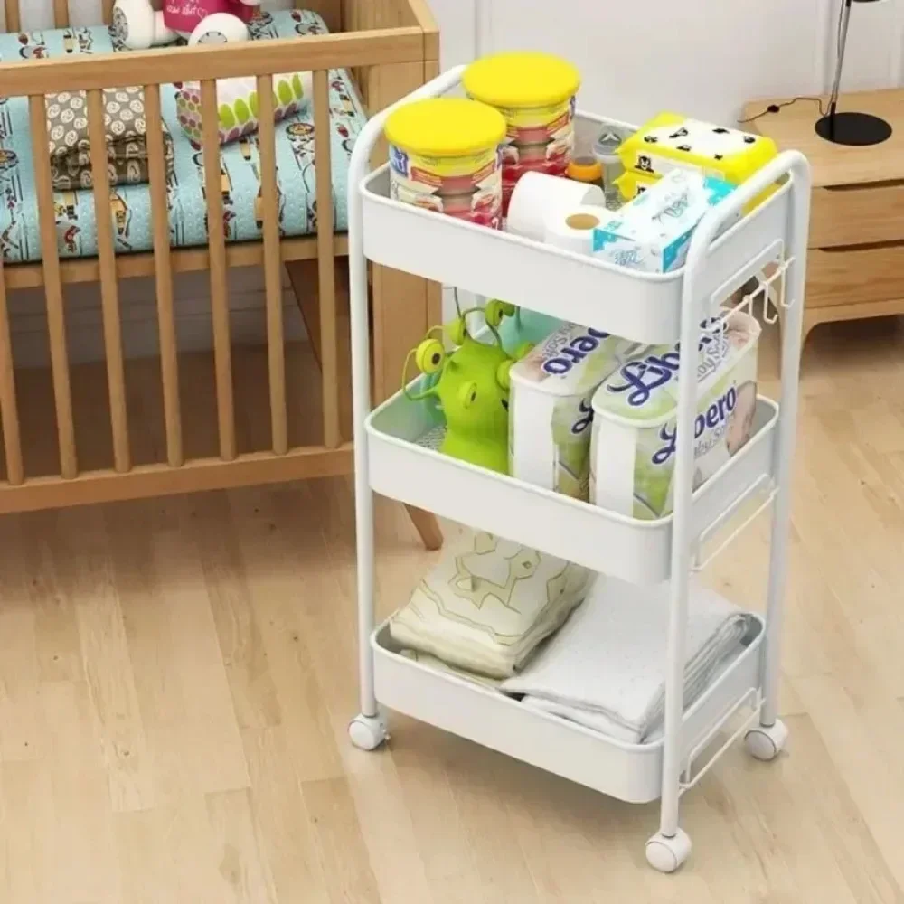 Bookshelf Storage Trolley Multi-Layer Shelves Household Snacks Storage Rack Mobile Kitchen Organizer Cart With Wheels - Image 5
