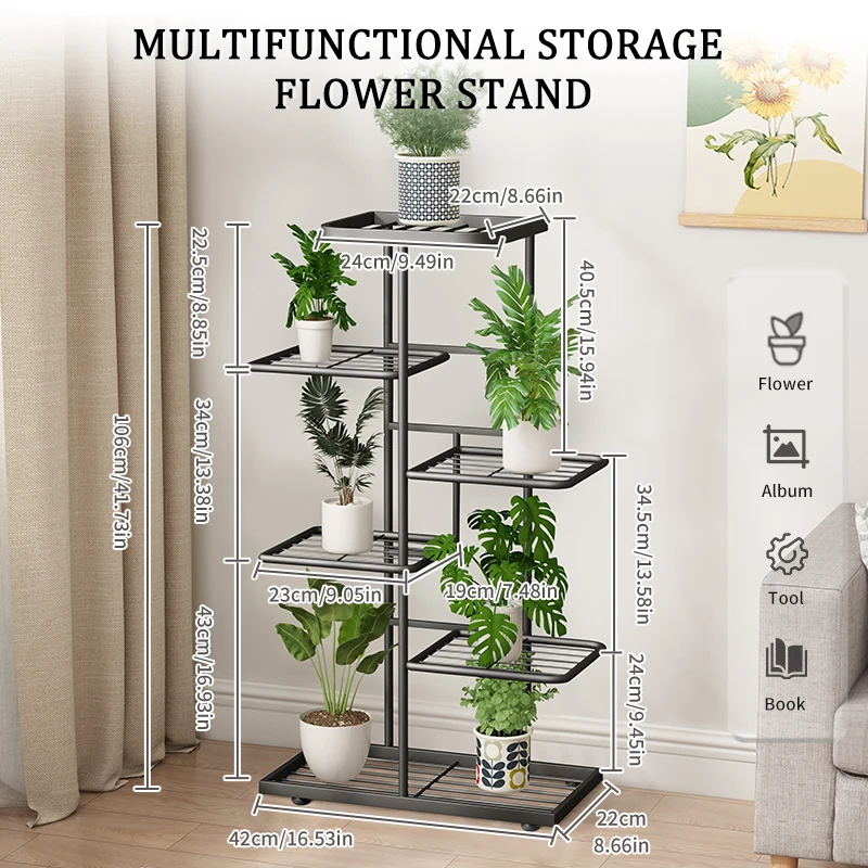 Plant stand Stand For Flowers Flower Stand Flowerpot Organizer Iron 4/5/6Layers Plant Holder Storage Shelf Pot Rack Organizer - Image 3