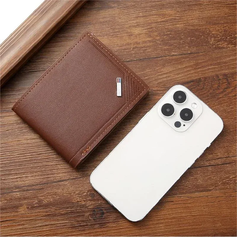 Men's leather short wallet thin wallet foldable minimalist soft leather wallet - Image 5