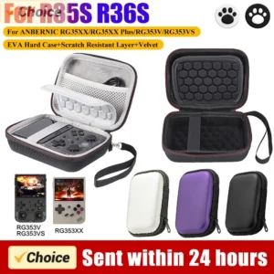 Hard Carrying Case For R35S R36S Anti-Scratch Shockproof Travel Storage Bag w/ Mesh Bag&Hand Strap for Anbernic RG35XX/V/VS