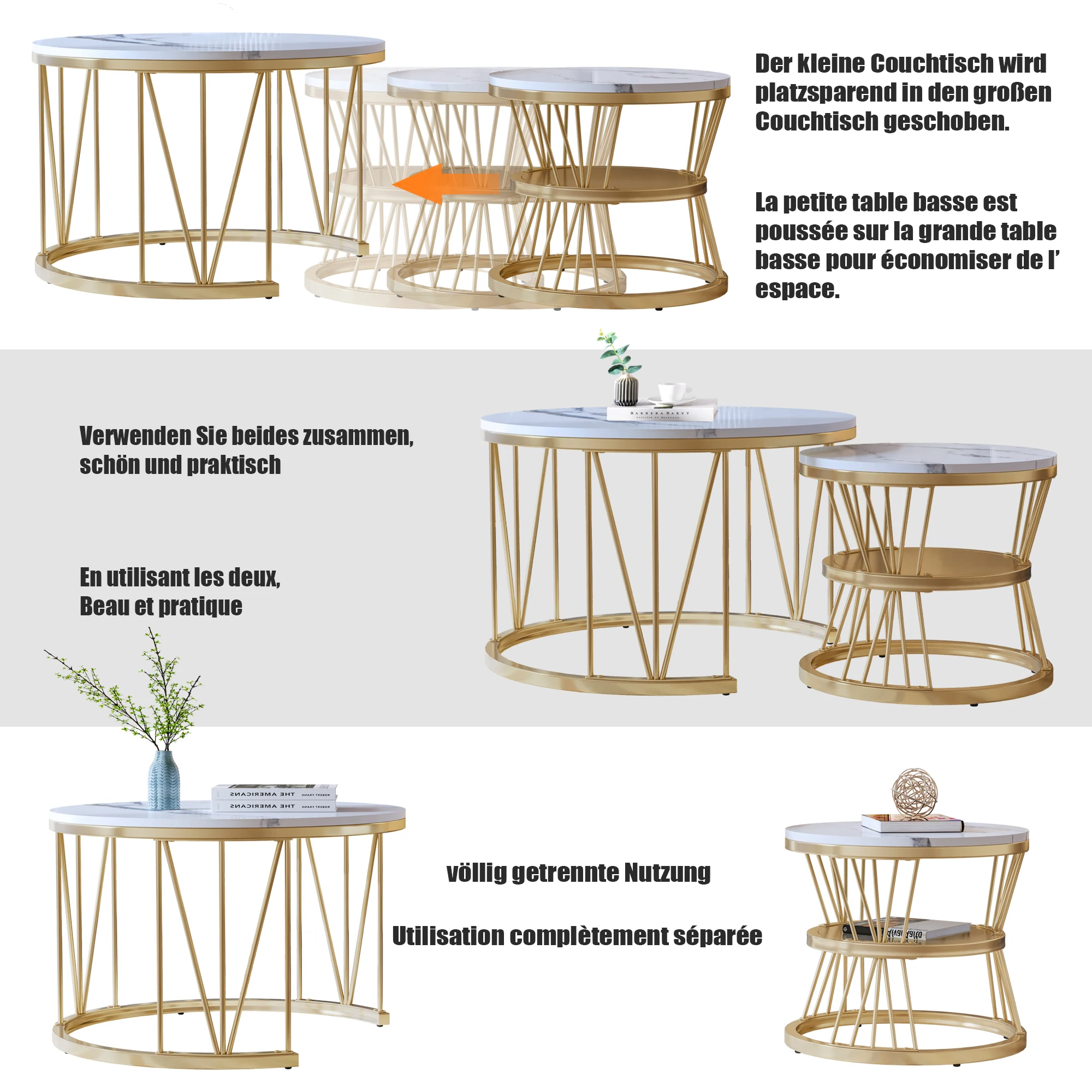 Anajqaqia Round Coffee Table Set 70x70x45cm 45x45x40cm - Image 5