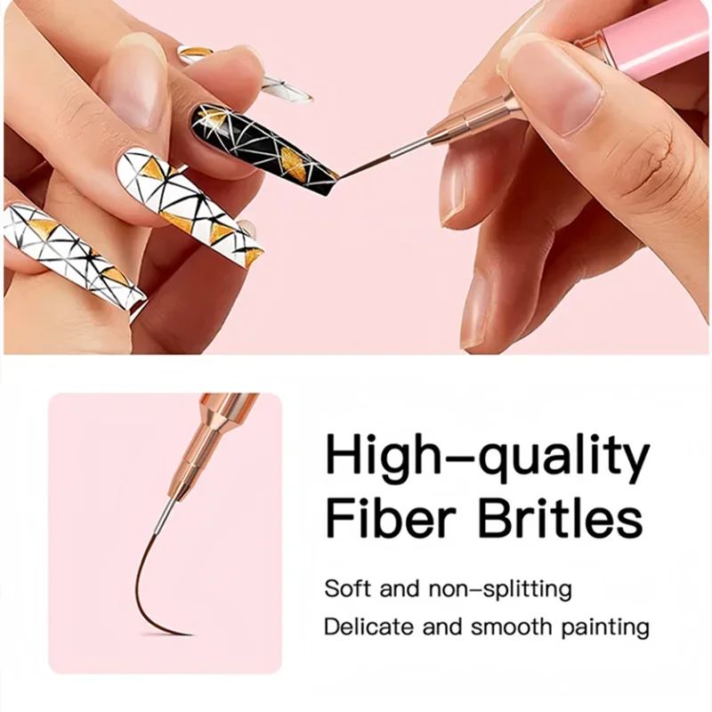 5 Pcs Nail Art Liner Brushes Set Elongated Lines Striping Drawing UV Gel Painting Nail Design Pen Professional Manicure Tool - Image 5