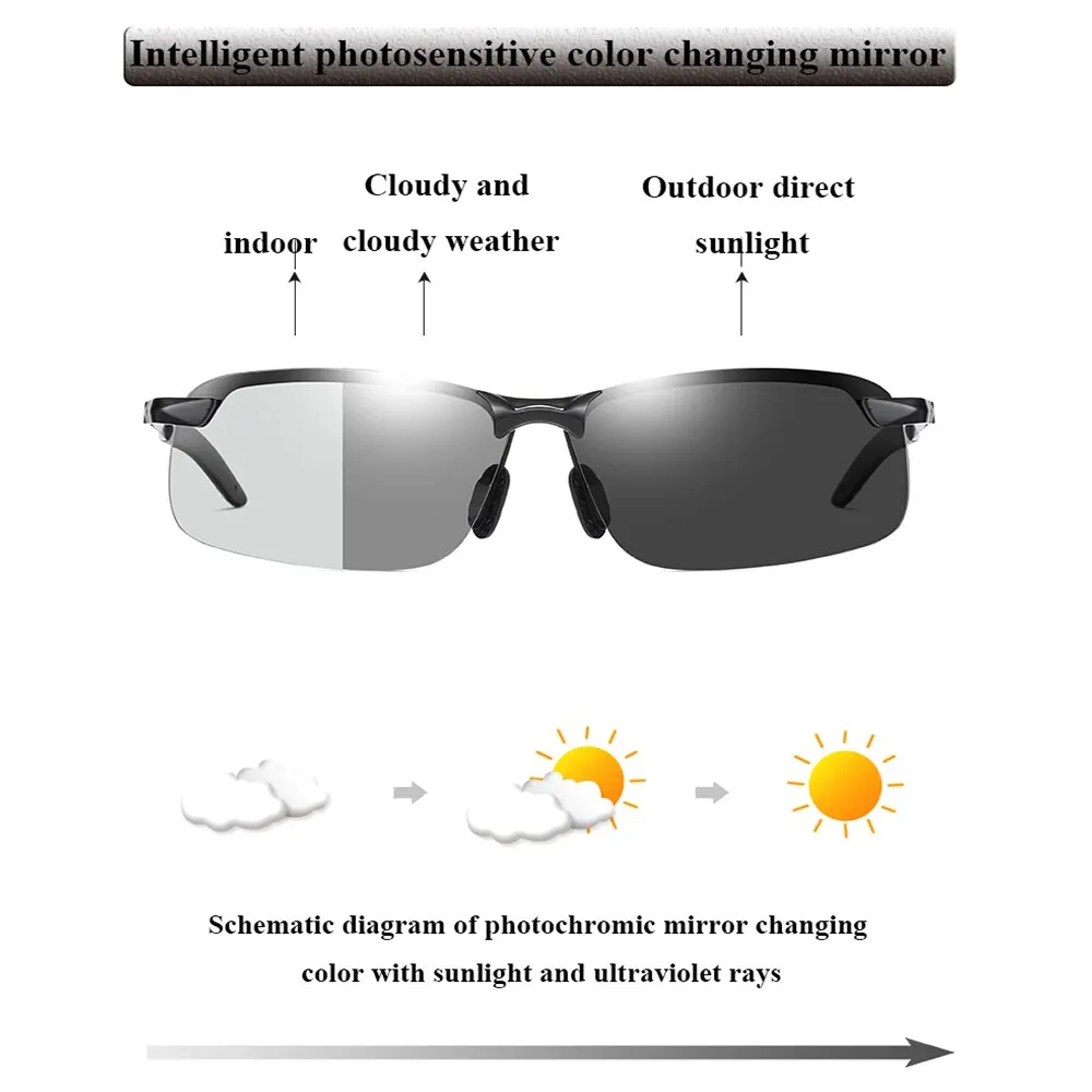 Photochromic Sunglasses Men Polarized Driving Chameleon Glasses Male Change Color Sun Glasses Day Night Vision Driver Eyewear - Image 4