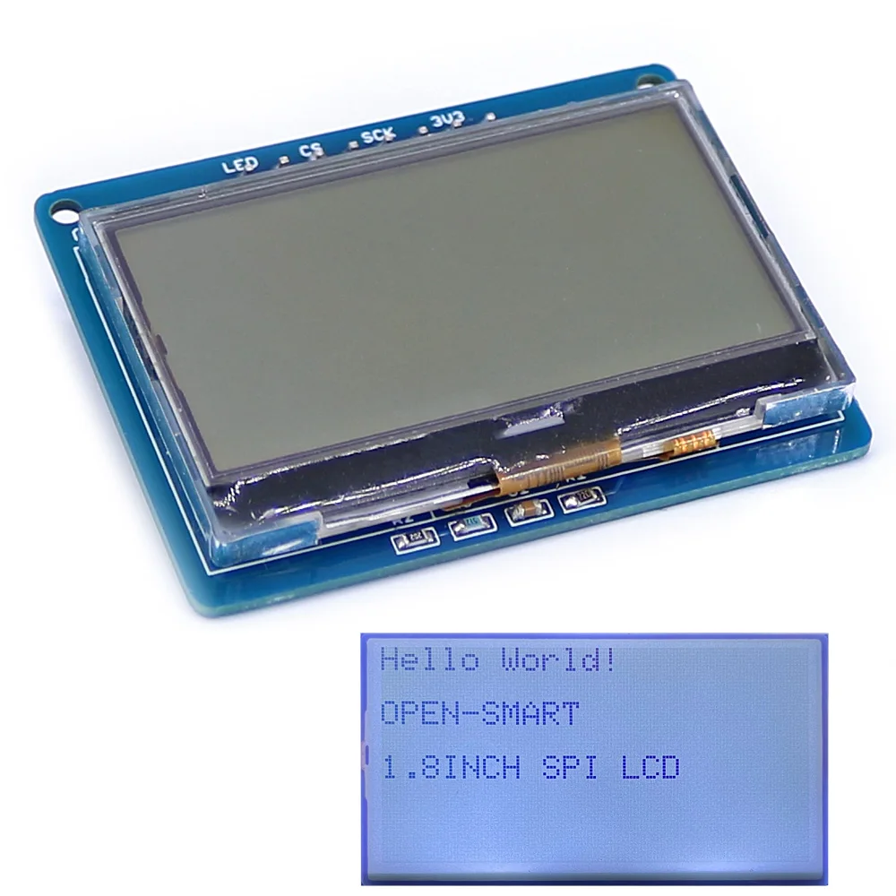 OPEN-SMART With Backlight LED 3.3V 1.8 Inch 128 * 64 Serial SPI Monochrome LCD Shield Breakout Board Module for Arduino - Image 3