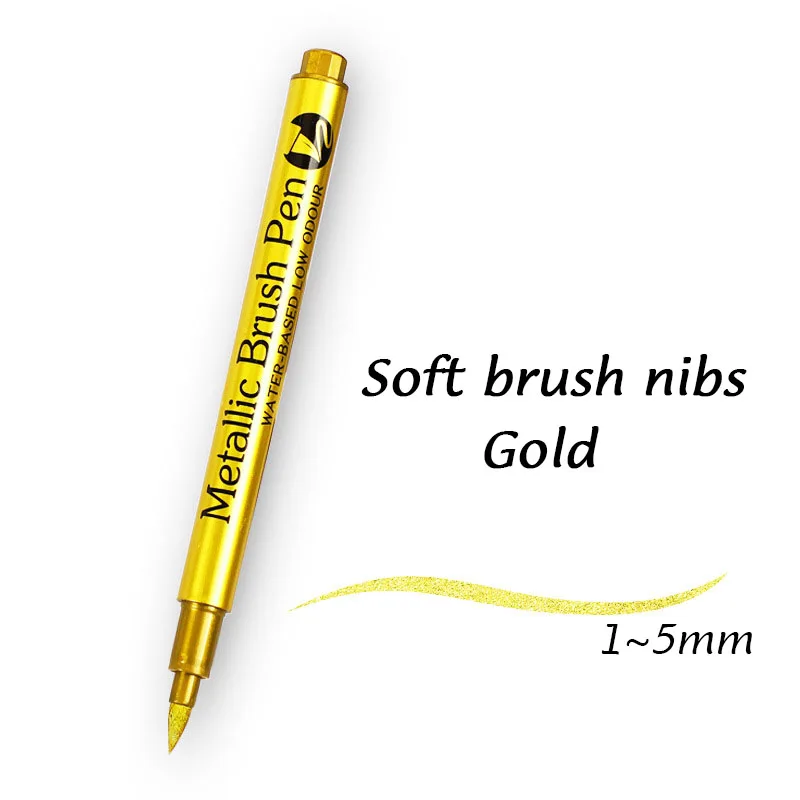 1/2Pcs Brush Metallic Marker Pens Gold Silver Permanent Art Markers Crafts Scrapbooking Painting Stationery School Supplies - Image 9