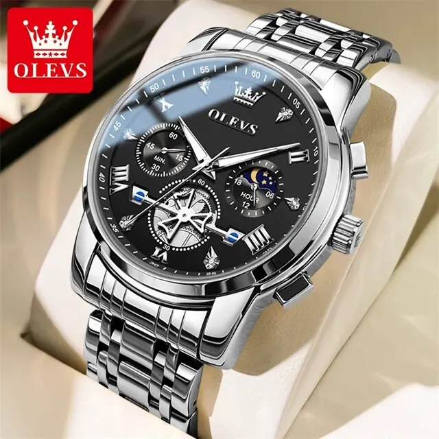OLEVS 2856 Man Watch 24 Hour Moon Phase Chronograph Waterproof Luminous Multifuncation Original Luxury Quartz Wristwatch for Men - Image 13