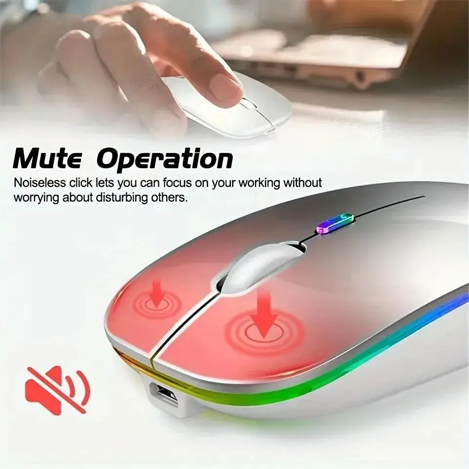 Wireless Mouse Gaming Mouse Backlight USB Compatible RGB Rechargeable Mice Silent Backlit Ergonomic Gaming Mouse for Laptop PC - Image 5