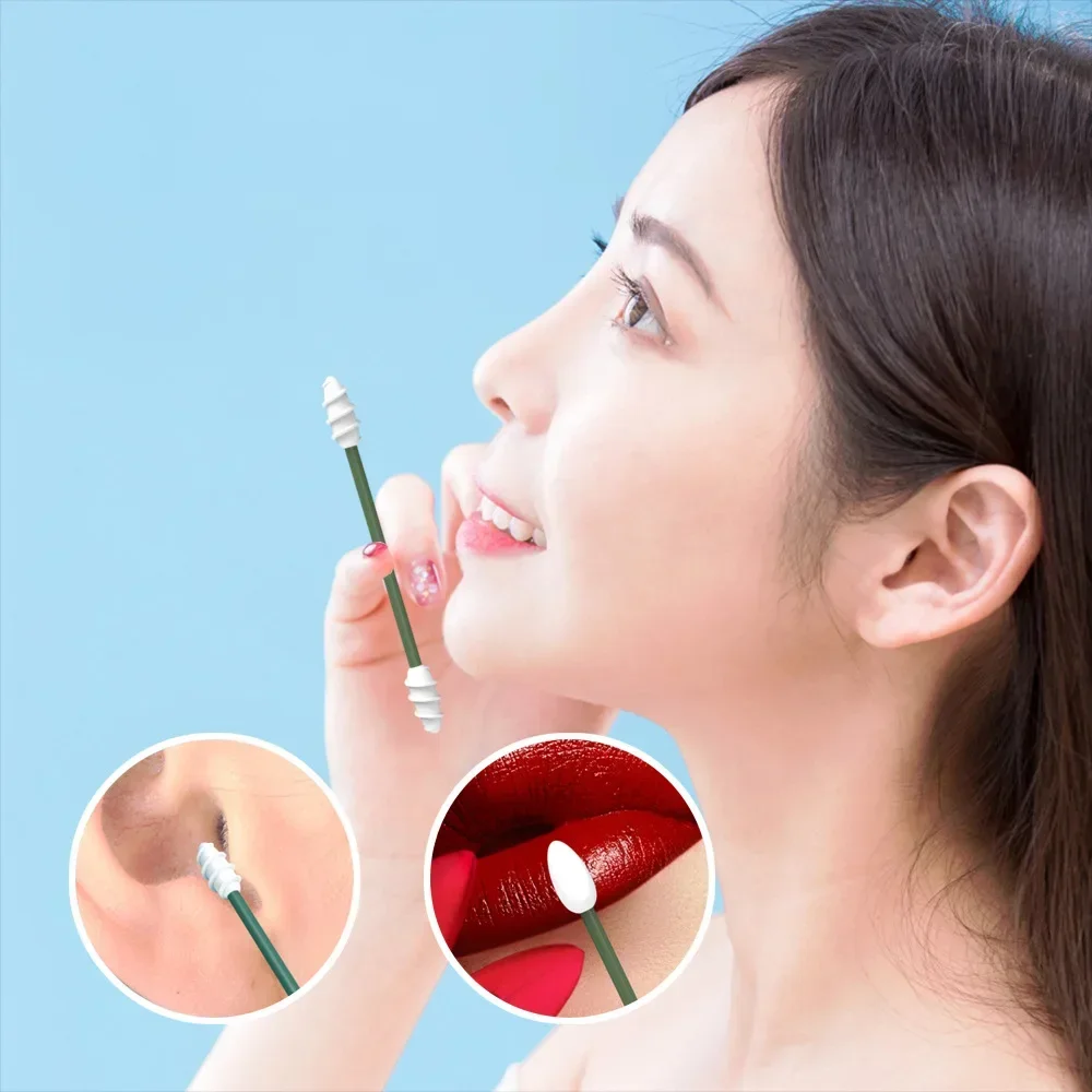 2Pcs Silicone Reusable Cotton Swab Earpick Kit With Box Portable Double Headed Soft Makeup Swab Ear Cleaning Set - Image 6