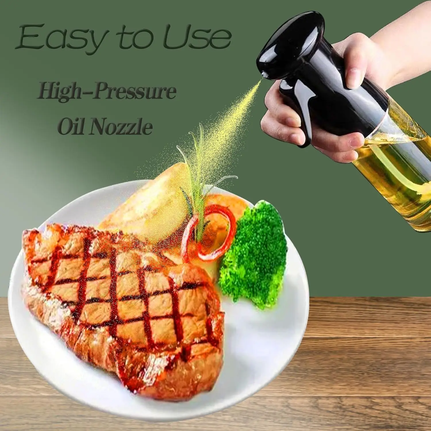 Olive Oil Mister Spray Bottle for Cooking - Cooking Oil Spray Bottle Air Fryer Accessories - Refillable Glass Dispenser - Image 4