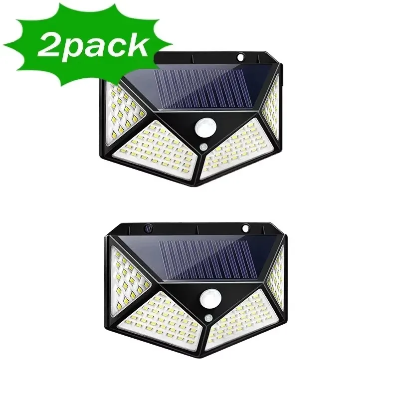 1~12PCS 100 LED Solar Wall Lamp 4 Sides Luminous With Motion Sensor Outdoor Garden Courtyard Waterproof Wall Light - Image 10
