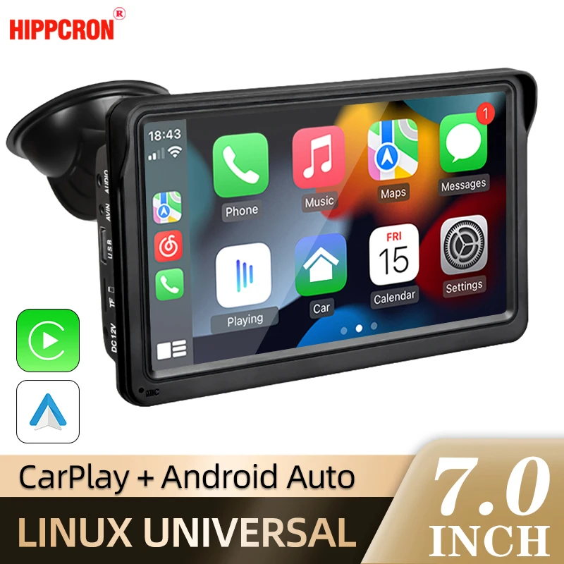 7inch Carplay Android Auto Car Radio Multimedia Video Player Touch Screen AUX USB With Remote Control