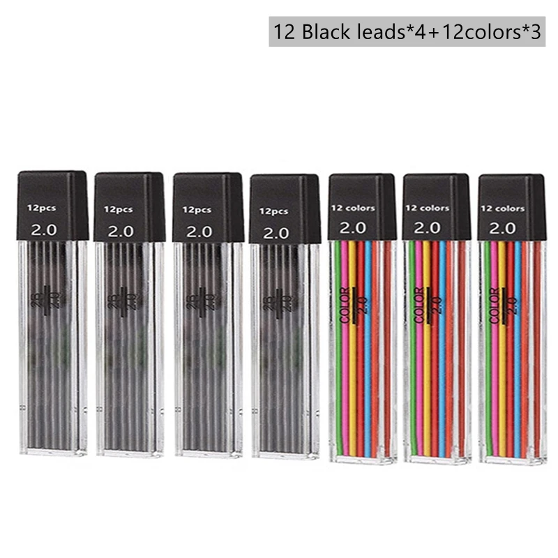 Mechanical Pencil Set 2.0 mm with 2B Black/Colors Lead Refill For Writing Sketching Art Drawing Painting School Automatic Pencil - Image 22